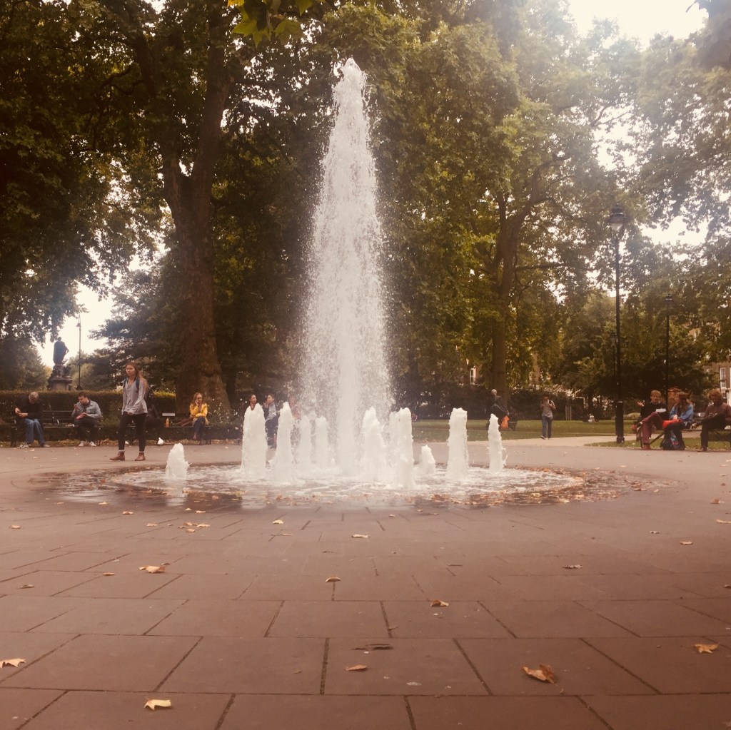 Water feature in London’s Russell Square.