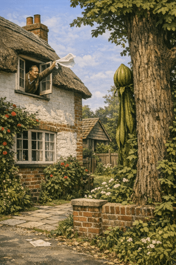 A stranger flags down Bill and Coker as they drive through the English countryside.
