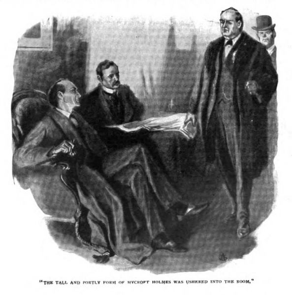 The tall and portly form of Mycroft Holmes was ushered into the room.